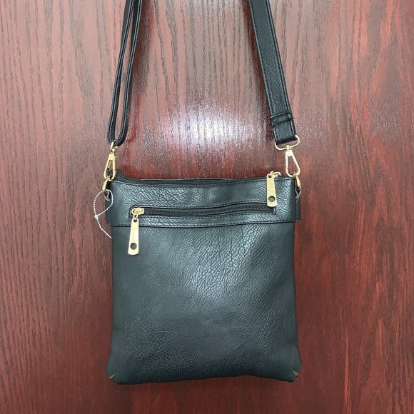 BLACK LEATHER CROSS-BODY BAG - Picture 2 of 4